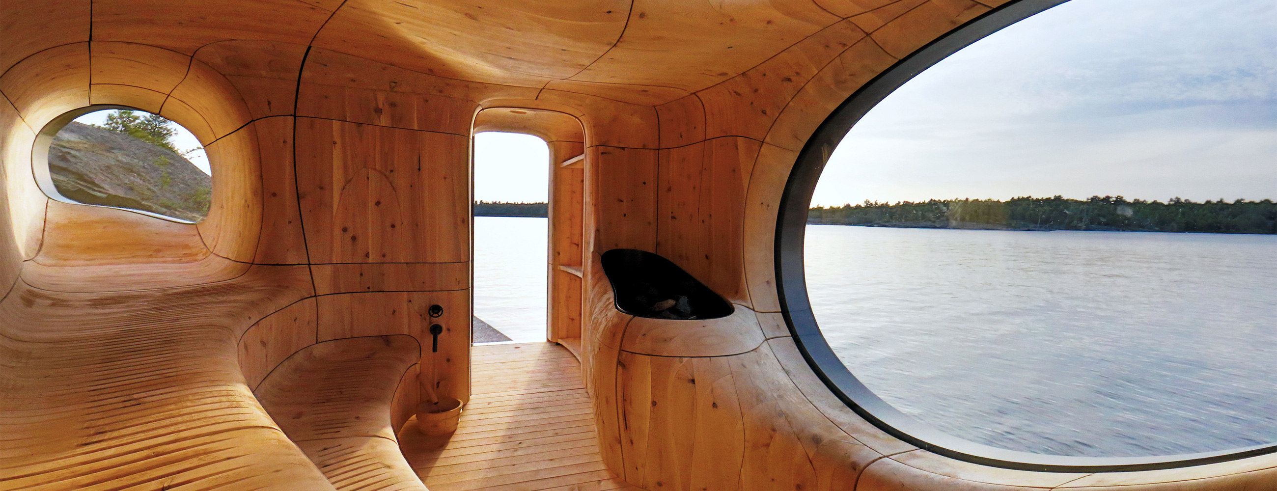 Interior shot of Georgian Bay Grotto Sauna