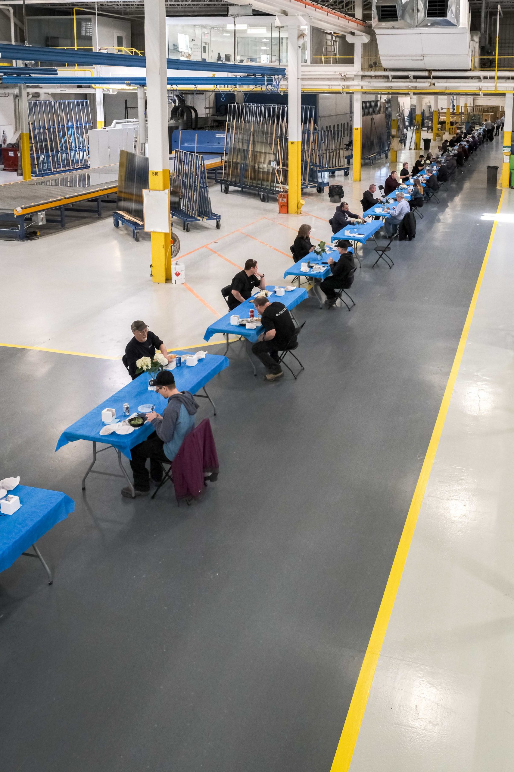 Plant and Office staff at socially distanced lunch tables